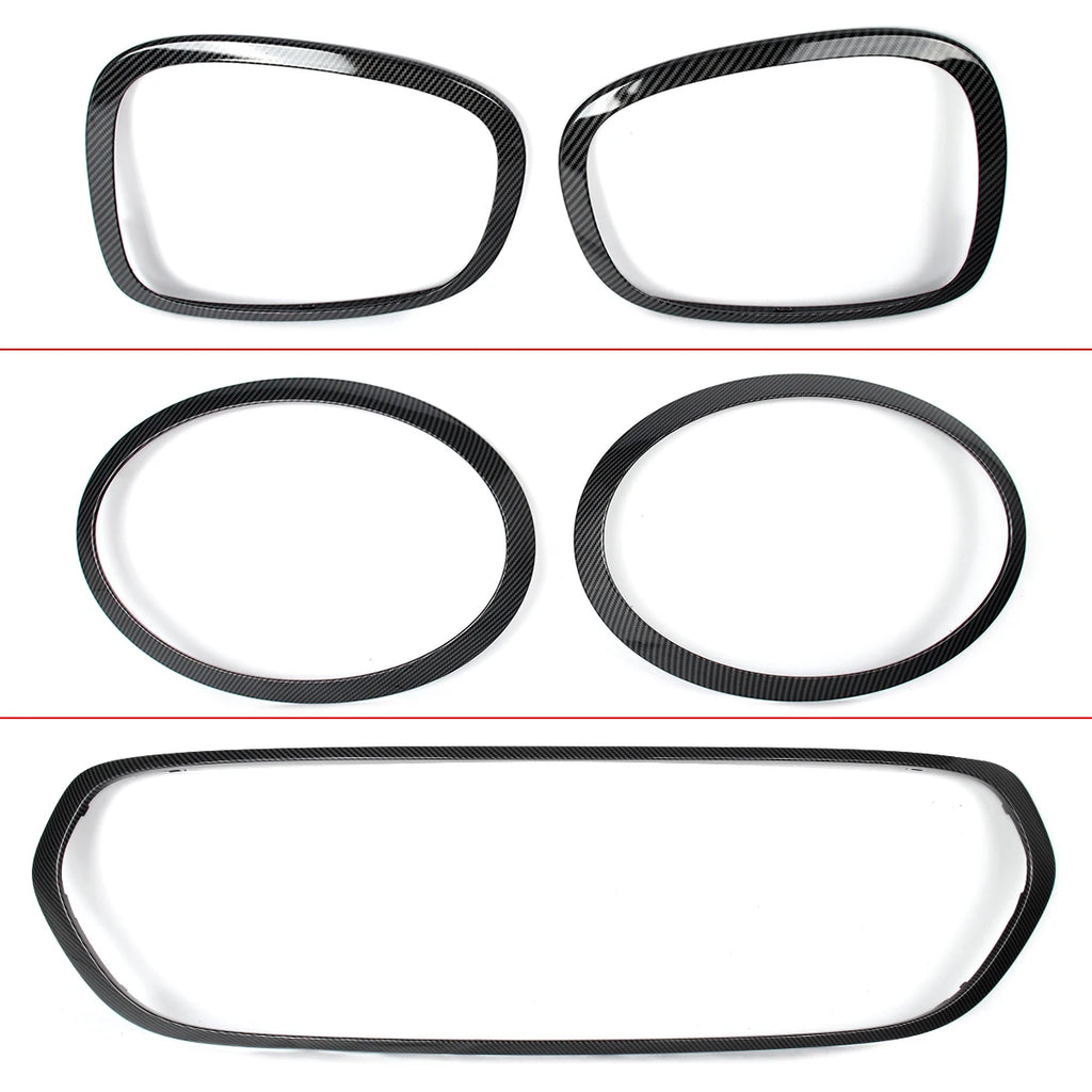 Mini Cooper S JCW 2015-2021 Carbon Fiber Look Headlight, Taillight and Radiator Grill Surround