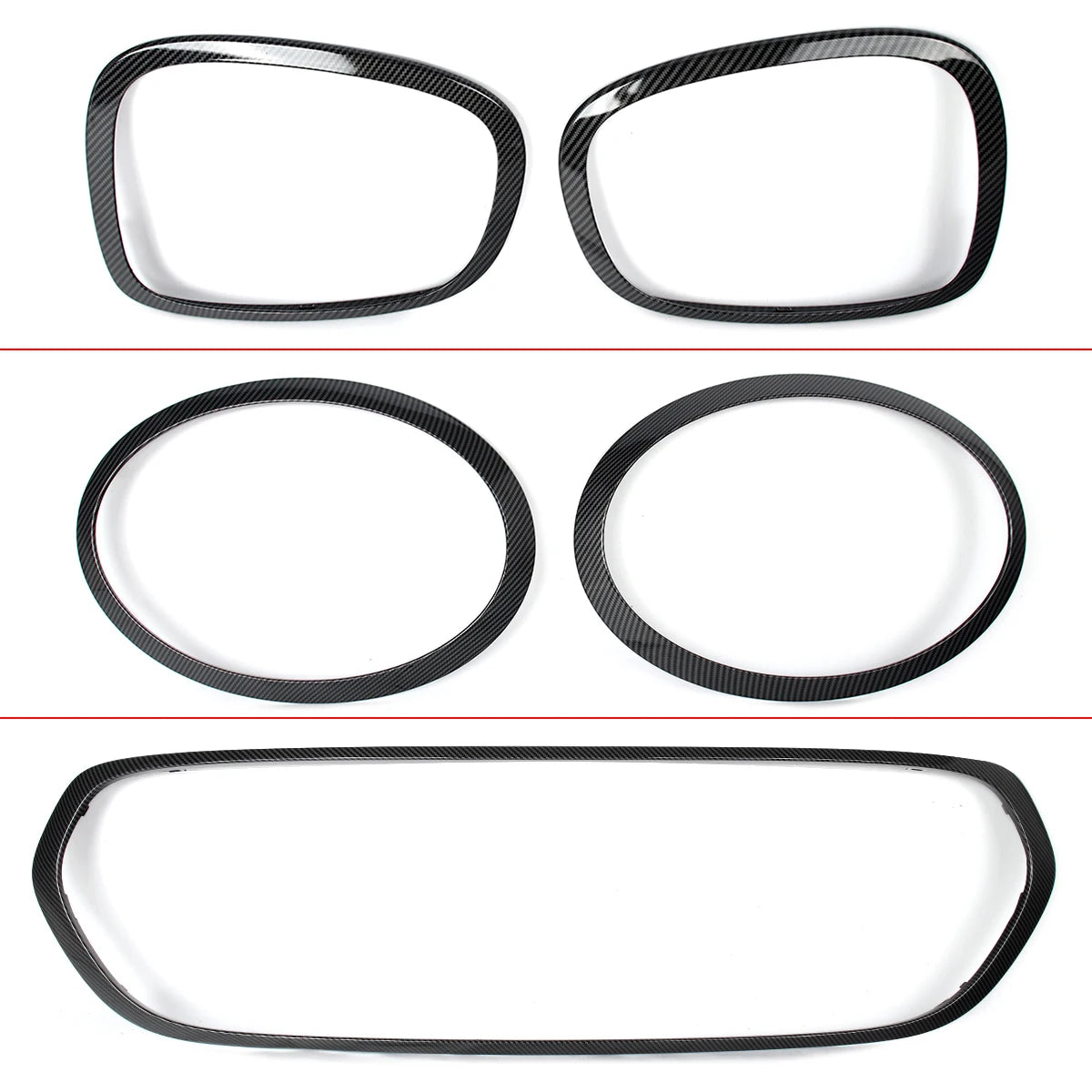 Mini Cooper S JCW 2015-2021 Carbon Fiber Look Headlight, Taillight and Radiator Grill Surround
