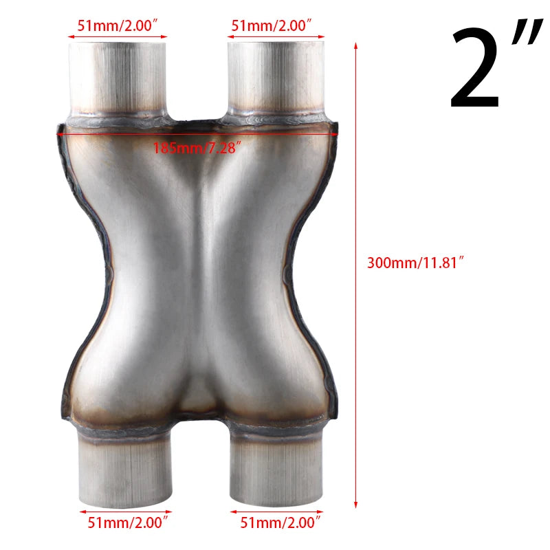 Dual Crossover Stainless Steel Exhaust X Pipe 2"/2.5"/3"