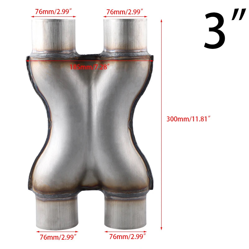 Dual Crossover Stainless Steel Exhaust X Pipe 2"/2.5"/3"
