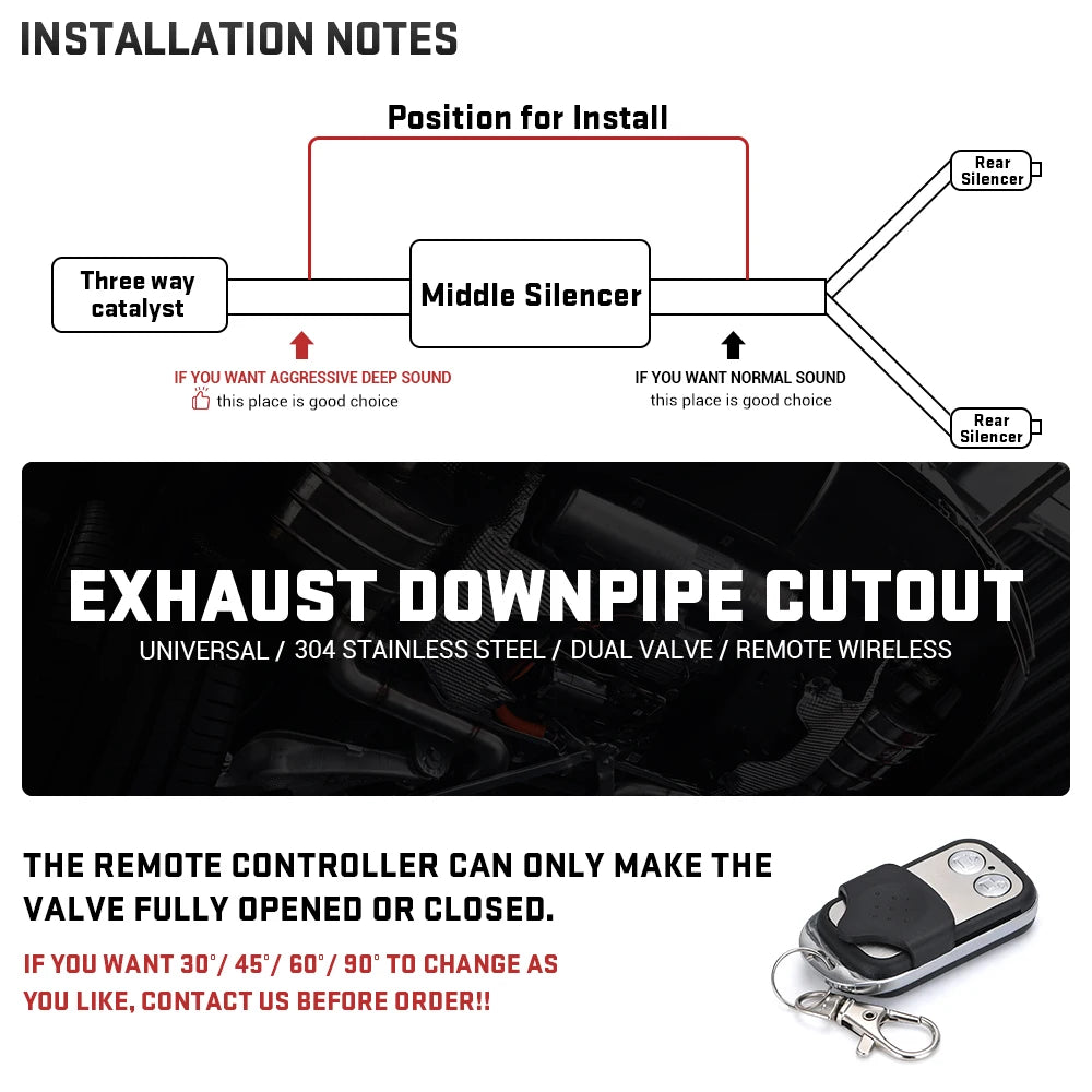 Dual-Valve Electric Exhaust: Universal Stainless Steel 2.0"/2.25"/2.5"/3"