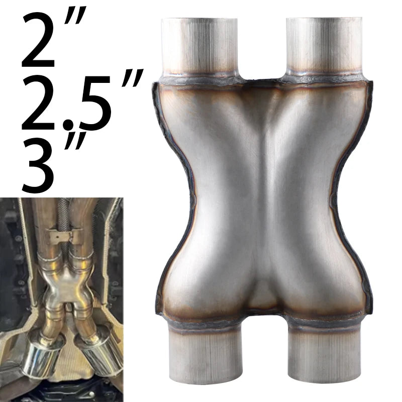 Dual Crossover Stainless Steel Exhaust X Pipe 2"/2.5"/3"