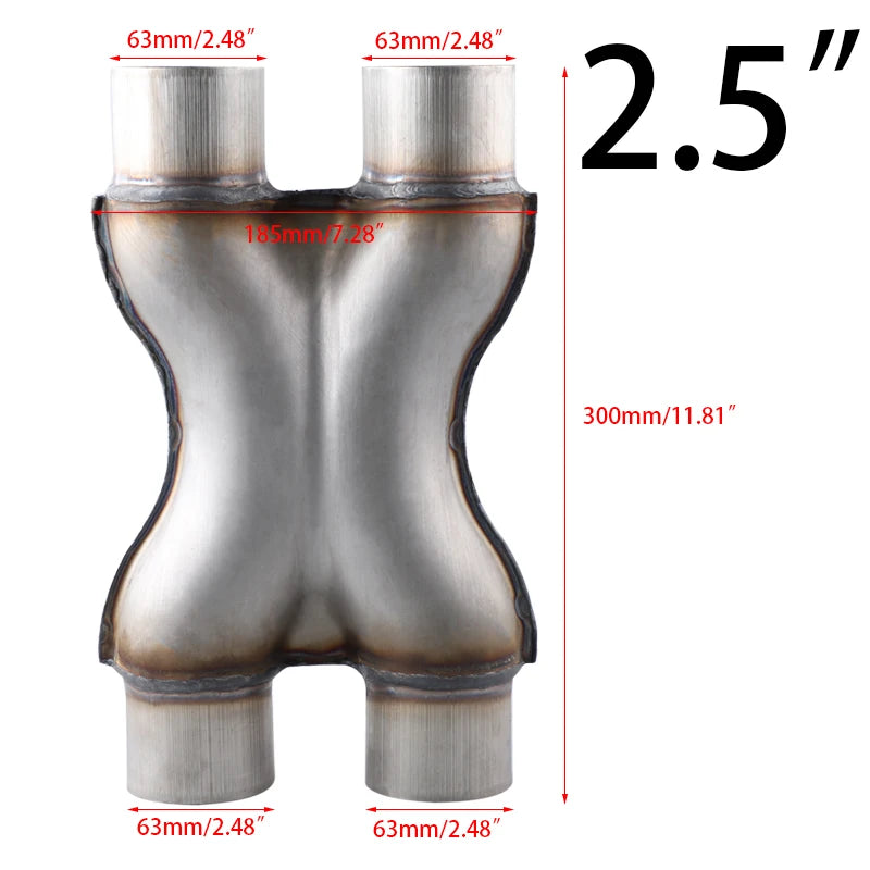 Dual Crossover Stainless Steel Exhaust X Pipe 2"/2.5"/3"