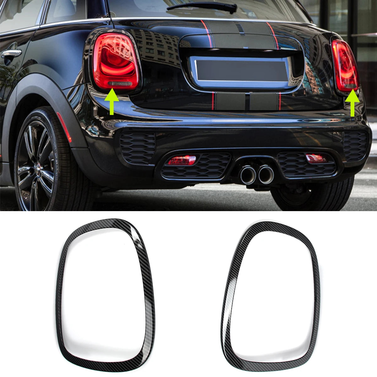 Mini Cooper S JCW 2015-2021 Carbon Fiber Look Headlight, Taillight and Radiator Grill Surround